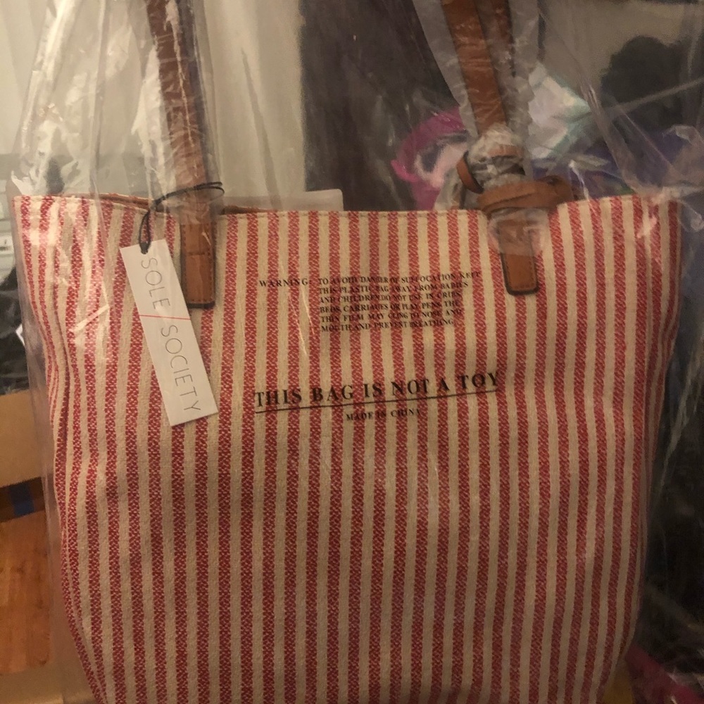 Sole society vegan leather strap tote